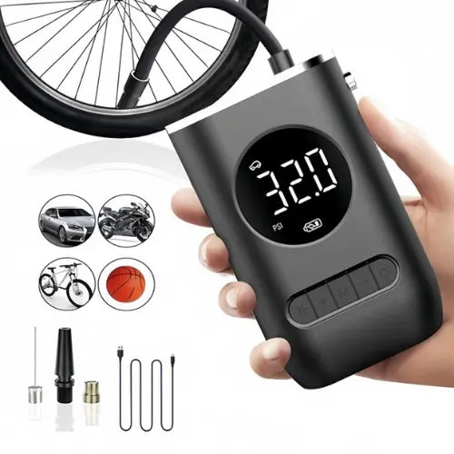 Compressor de Ar Portátil Elétrico Digital Calibrador AirMaster™ + Bicos Grátis