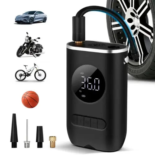 Compressor de Ar Portátil Elétrico Digital Calibrador JetPro™ + Bicos Grátis