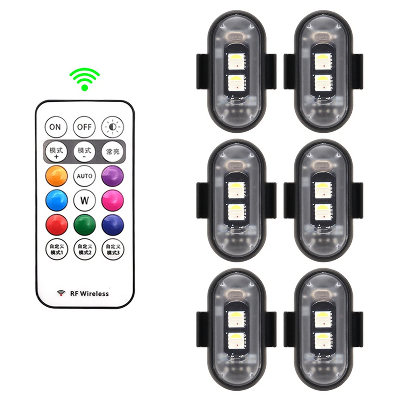 Kit de Luzes LED RGB Interior do Carro Recarregável + Controle Remoto