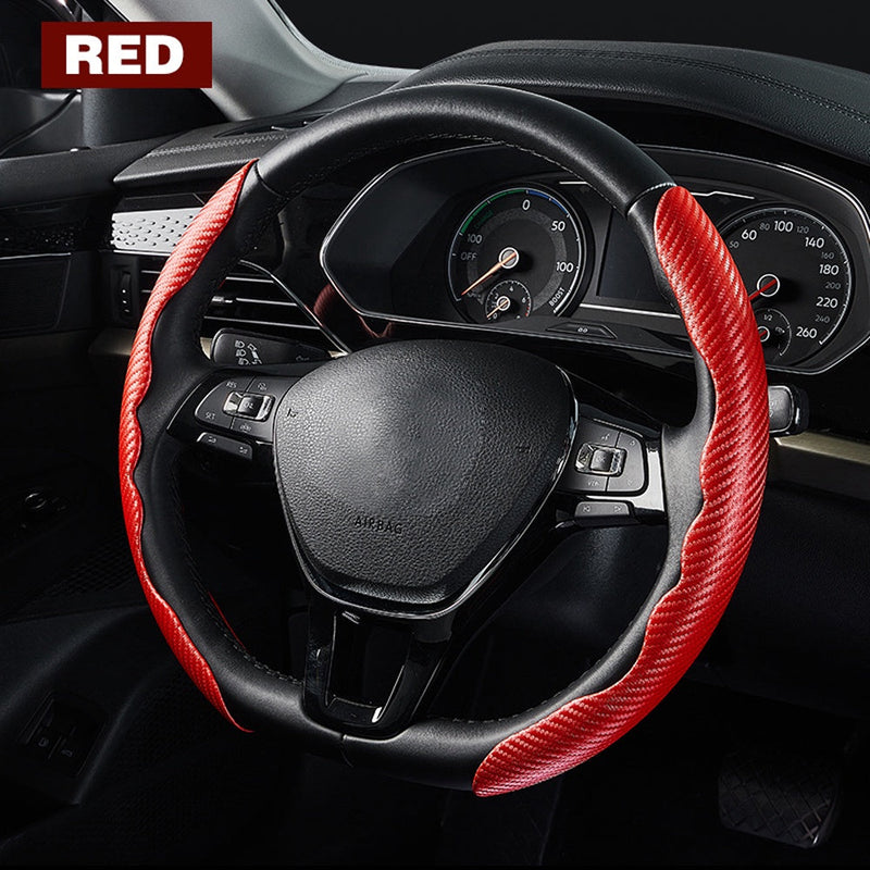 Capa de Volante de Carro Protetora Carbono Proteção Direção Tampa do Volantes Universal Antiderrapante Resistente Veicular